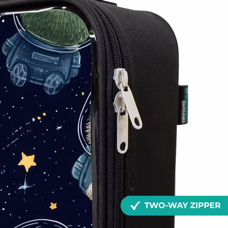 Dieren - Astronaut - Planeten - Sterren Kinderkoffer - Zwart klein -rits_UK