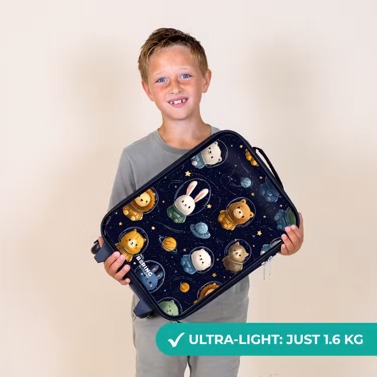 Dieren - Astronaut - Planeten - Sterren Kinderkoffer - Zwart klein -sfeer4_UK