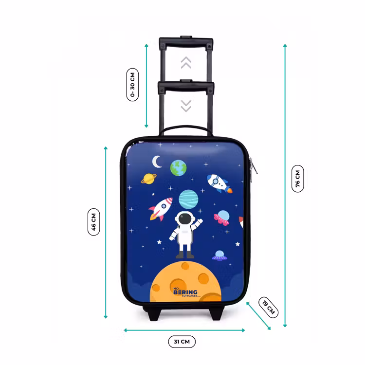 Astronaut op een planeet Kinderkoffer - Zwart klein -productfoto_formaten