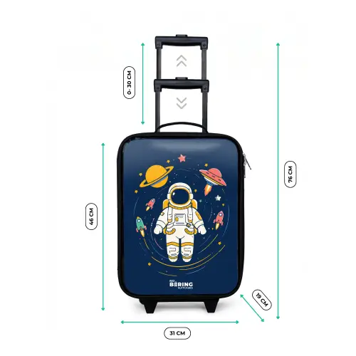 Astronaut - Planeet - Sterren - Raket Kinderkoffer - Zwart klein -productfoto_formaten