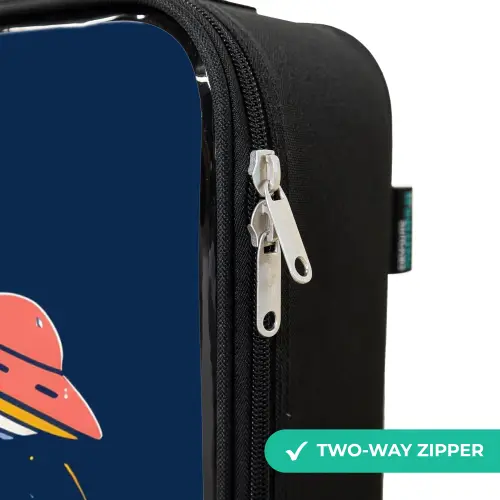 Astronaut - Planeet - Sterren - Raket Kinderkoffer - Zwart klein -rits_UK