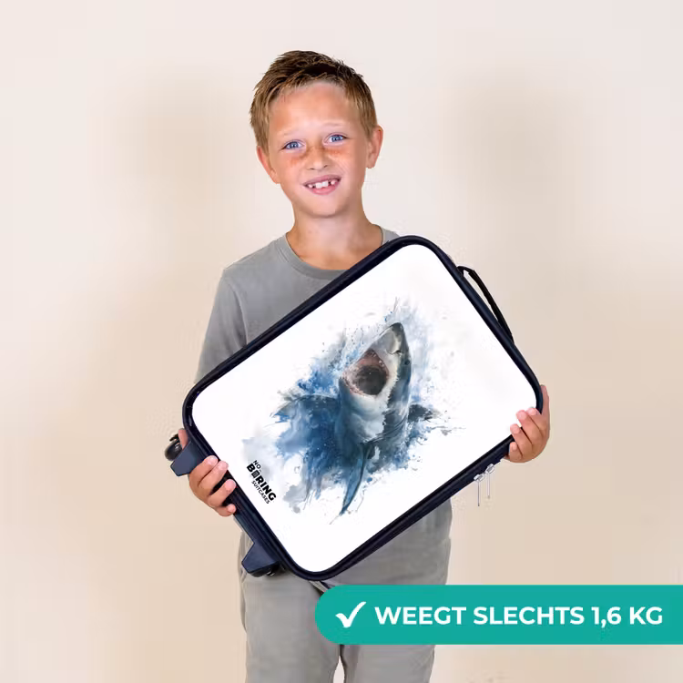 Aanvallende haai in waterverf Kinderkoffer - Zwart klein -sfeer4_NL