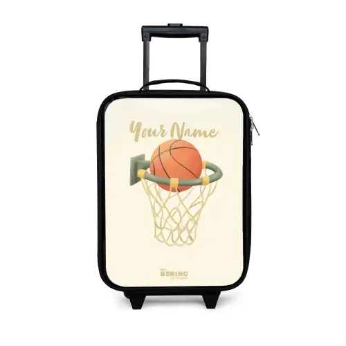 Basketbal in neutrale kleuren Kinderkoffer - Zwart klein -3d