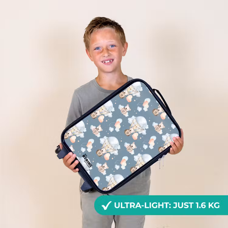 Beertjes in luchtballonnen tussen wolken en ballonnen Kinderkoffer - Zwart klein -sfeer4_UK