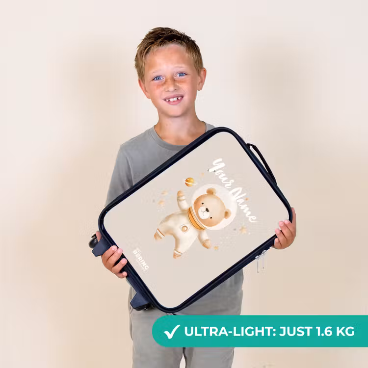 Beige ruimtebeer zweeft tussen sterren Kinderkoffer - Zwart klein -sfeer4_UK