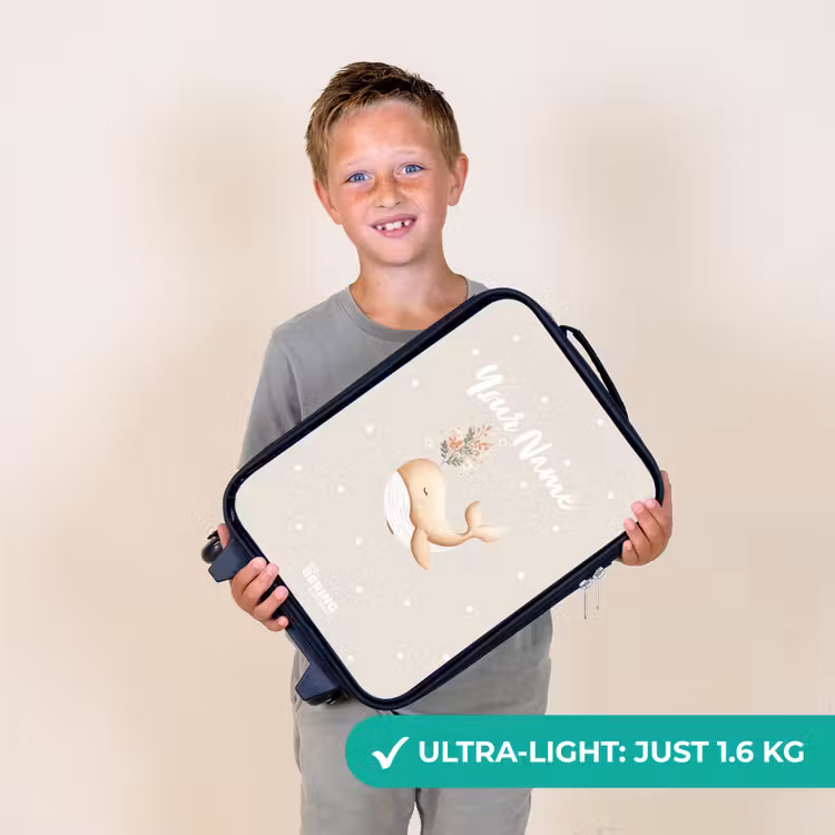 Beige walvis in bloemenzee Kinderkoffer - Zwart klein -sfeer4_UK