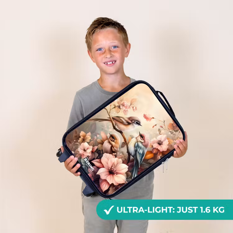 Vogels met roze bloemen Kinderkoffer - Zwart klein -sfeer4_UK