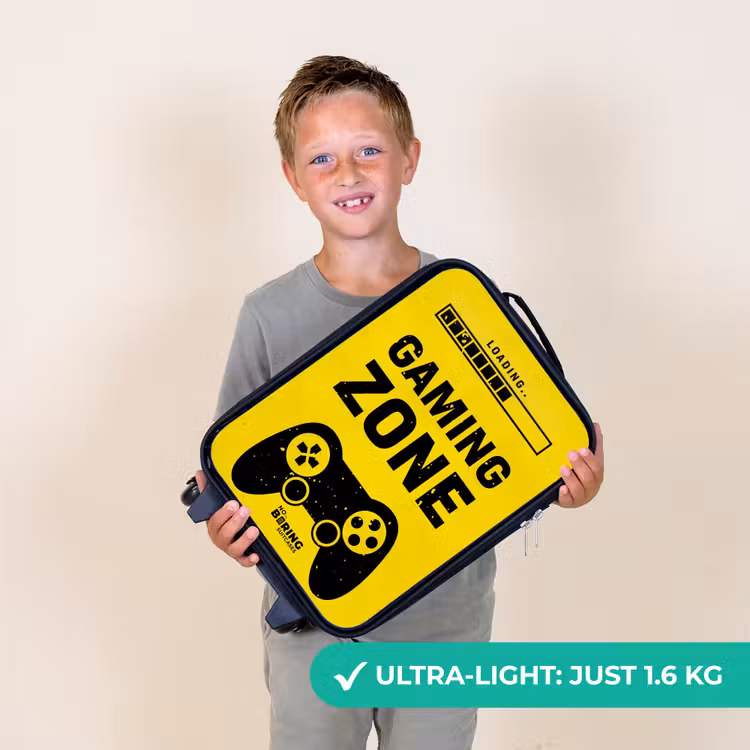 Zwart-geel met gaming zone Kinderkoffer - Zwart klein -sfeer4_UK
