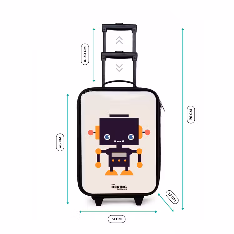 Zwarte robot met oranje accenten Kinderkoffer - Zwart klein -productfoto_formaten