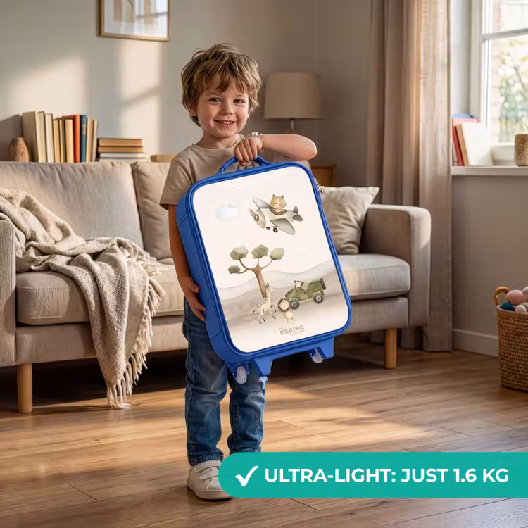 Dieren op safari Kinderkoffer - Blauw klein -sfeer2_EN