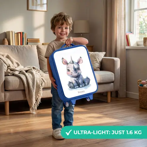 Baby neushoorn Kinderkoffer - Blauw klein -sfeer2_EN