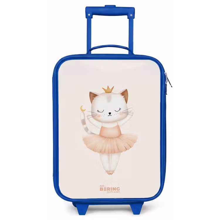 Ballerina kitten in beige kleuren Kinderkoffer - Blauw klein -zz3dotto