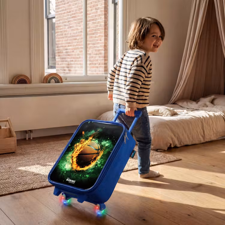 Basketbal in vlammen en explosieve energie Kinderkoffer - Blauw klein -sfeer1