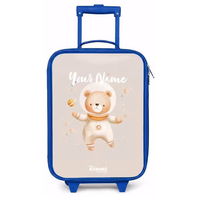 Beige ruimtebeer zweeft tussen sterren Kinderkoffer - Blauw klein -zz3dotto
