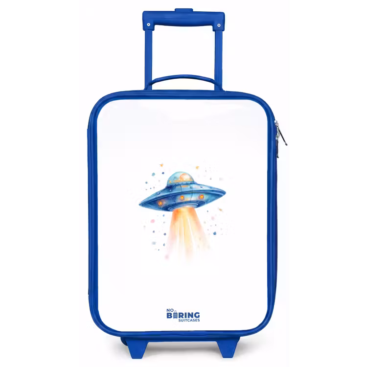 Blauw ruimteschip met lichtstraal Kinderkoffer - Blauw klein -zz3dotto