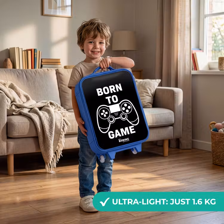 Born to game met controller Kinderkoffer - Blauw klein -sfeer2_EN