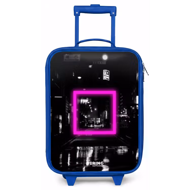 Felroze vierkant met verlichte achtergrond Kinderkoffer - Blauw klein -zz3dotto