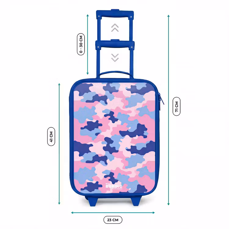 Camouflage - Roze - Blauw Kinderkoffer - Blauw klein -productfoto_formaten