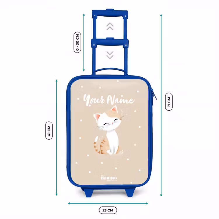 Kat omringd door beige stippen Kinderkoffer - Blauw klein -productfoto_formaten