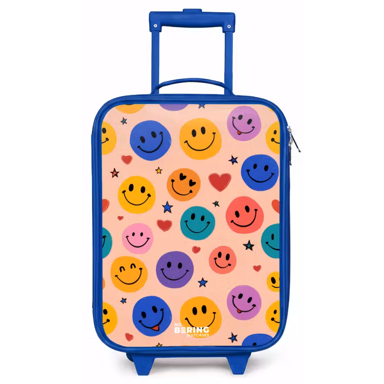 Vrolijk Smiley-patroon Kinderkoffer - Blauw klein -zz3dotto