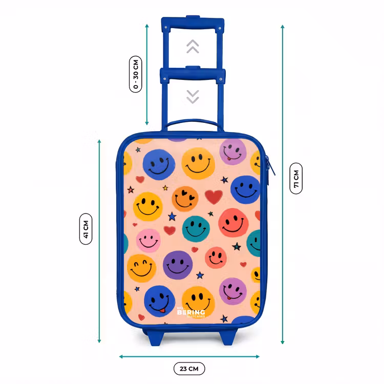 Vrolijk Smiley-patroon Kinderkoffer - Blauw klein -productfoto_formaten