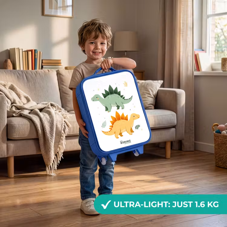 Vrolijke stegosaurusvrienden Kinderkoffer - Blauw klein -sfeer2_EN