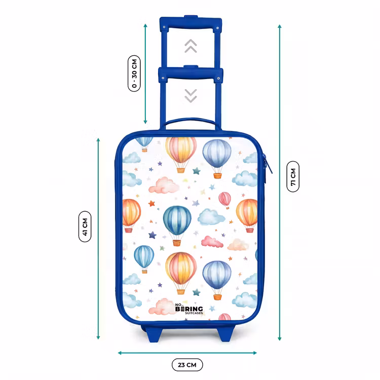 Gekleurde luchtballonnen met sterren en wolken Kinderkoffer - Blauw klein -productfoto_formaten