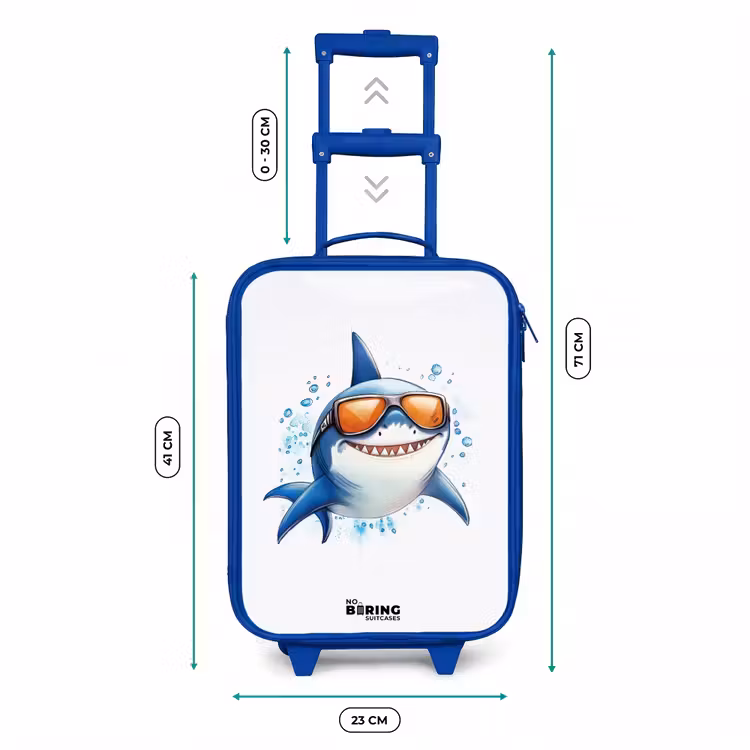 Coole haai met zonnebril in het water Kinderkoffer - Blauw klein -productfoto_formaten