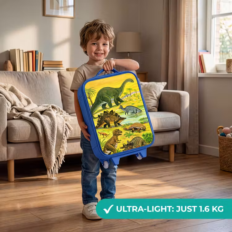 Dino's bij het water Kinderkoffer - Blauw klein -sfeer2_EN