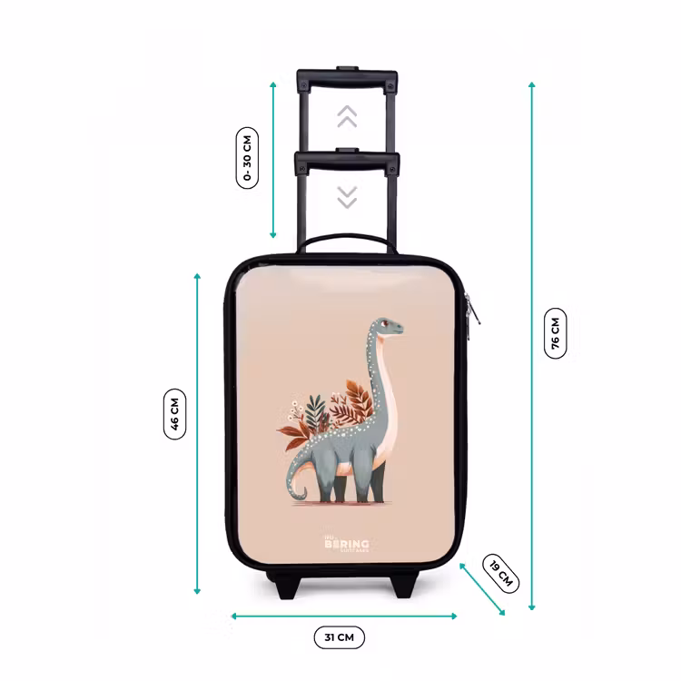 Blauwe dinosaurus op een beige achtergrond Kinderkoffer - Zwart klein -productfoto_formaten