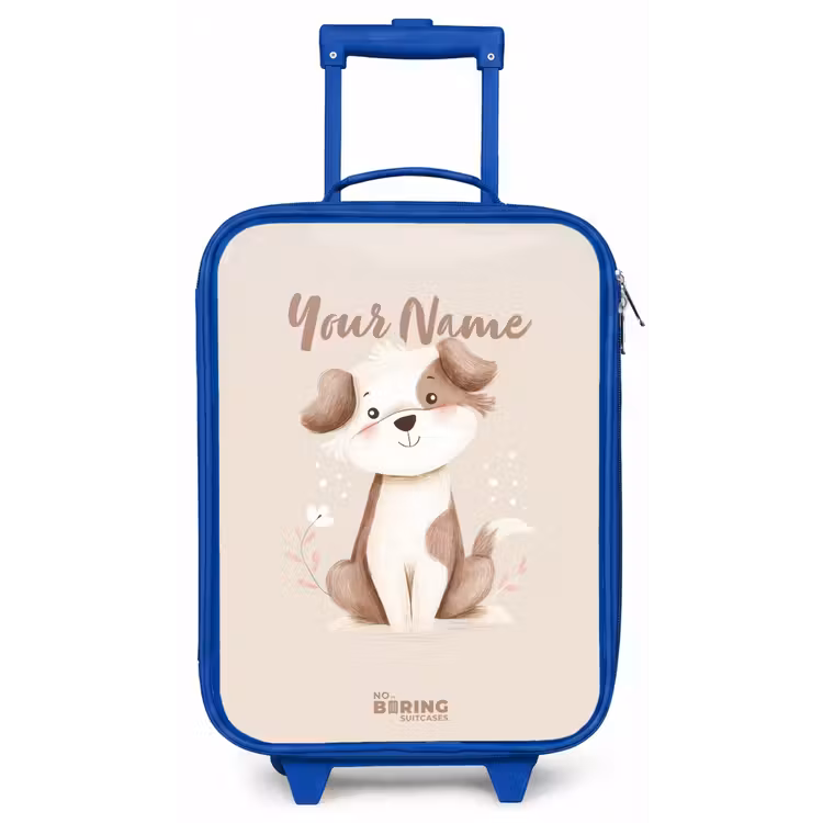 Hond in de kleuren bruin en beige Kinderkoffer - Blauw klein -zz3dotto