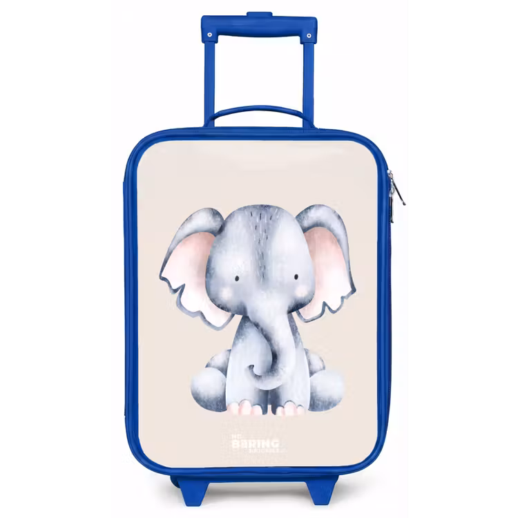 Olifant tekening tegen een beige achtergrond Kinderkoffer - Blauw klein -zz3dotto