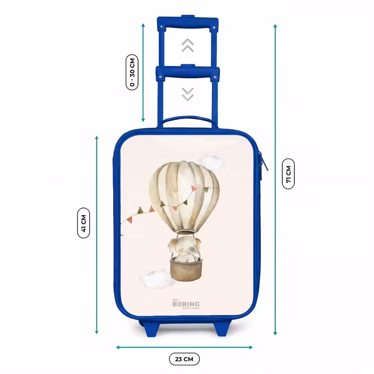 Olifant in een luchtballon Kinderkoffer - Blauw klein -productfoto_formaten