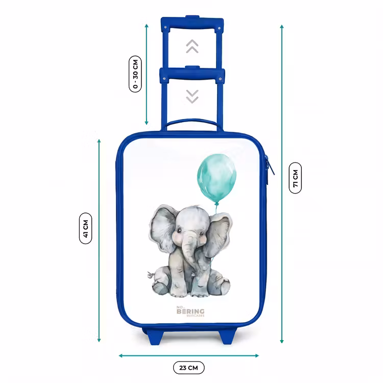 Olifant met blauwe ballon Kinderkoffer - Blauw klein -productfoto_formaten