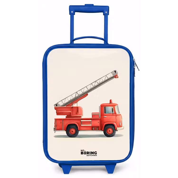 Brandweerwagen - Getekend - Rood Kinderkoffer - Blauw klein -zz3dotto