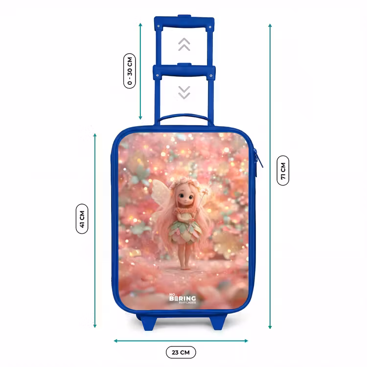 Bloemenfee in roze sprookjeswereld Kinderkoffer - Blauw klein -productfoto_formaten