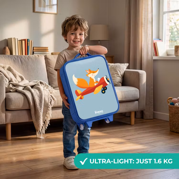 Vos - Vliegtuig - Vliegen Kinderkoffer - Blauw klein -sfeer2_EN
