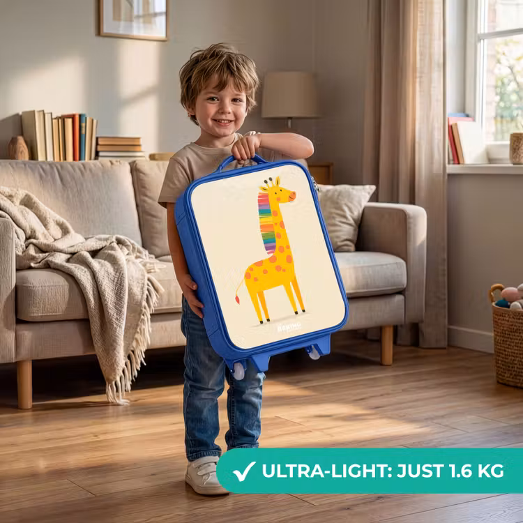 Giraffe - Dier - Kleurrijk Kinderkoffer - Blauw klein -sfeer2_EN