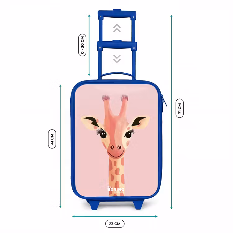 Giraffe - Wimpers - Minimalistisch - Roze Kinderkoffer - Blauw klein -productfoto_formaten