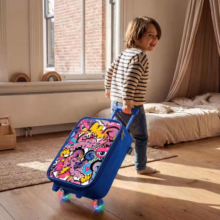 Girly graffiti Kinderkoffer - Blauw klein -sfeer1