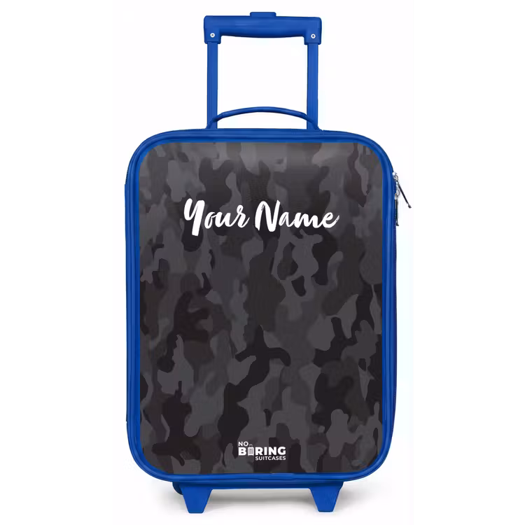 Groene camouflage print Kinderkoffer - Blauw klein -zz3dotto