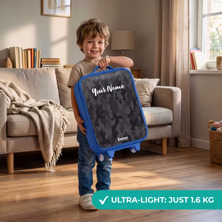 Groene camouflage print Kinderkoffer - Blauw klein -sfeer2_EN