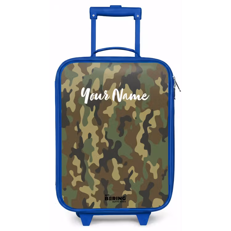 Groene camouflage met zandkleur Kinderkoffer - Blauw klein -zz3dotto