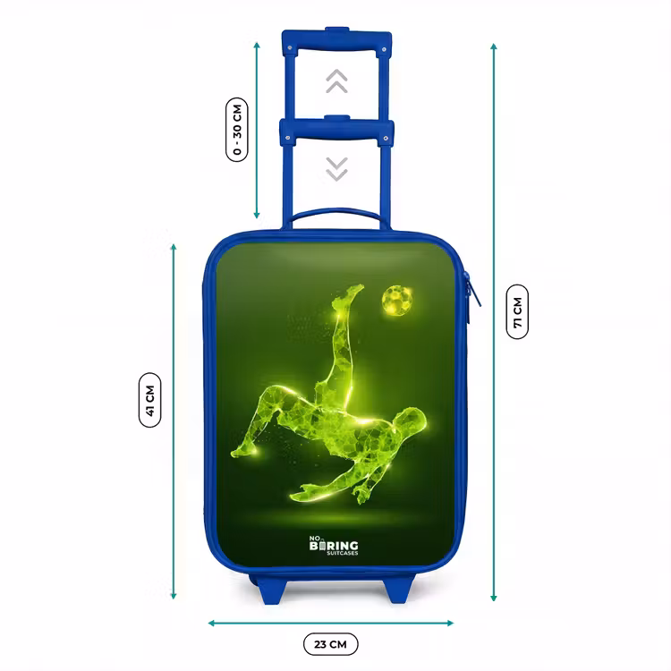 Groene neon omhaal in actie Kinderkoffer - Blauw klein -productfoto_formaten