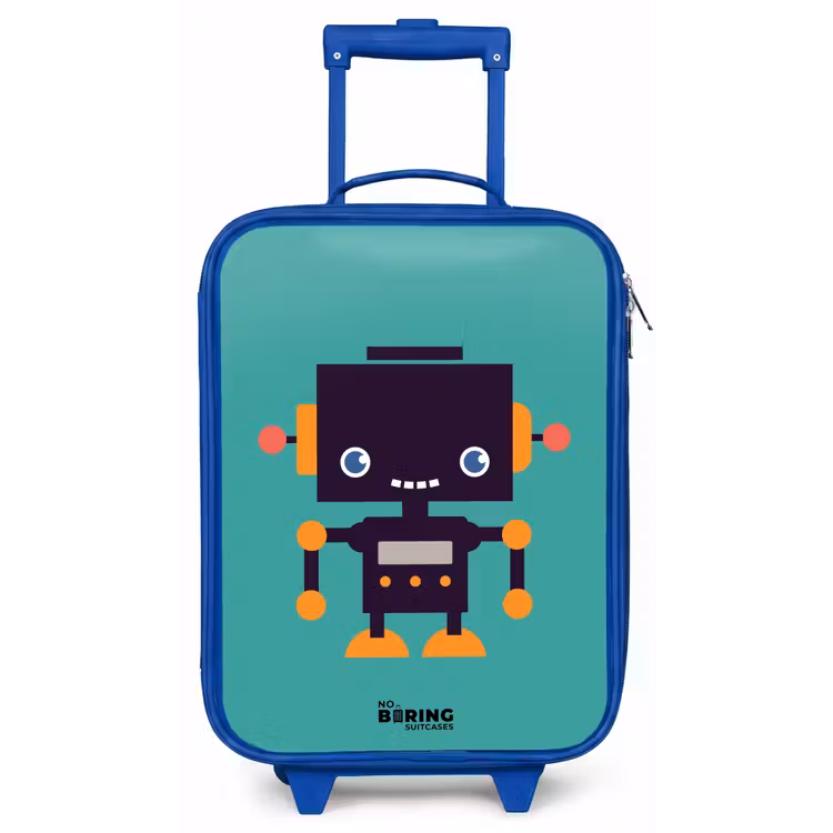 Groene robot Kinderkoffer - Blauw klein -zz3dotto