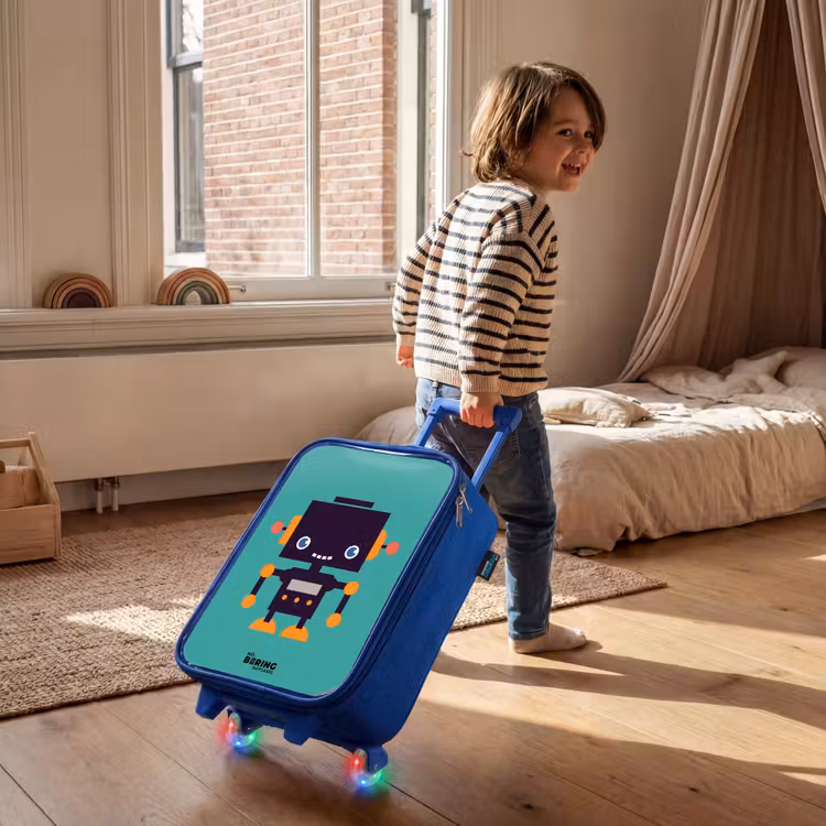 Groene robot Kinderkoffer - Blauw klein -sfeer1