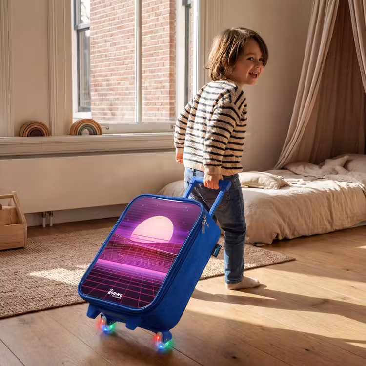 Rasterlandschap met zon Kinderkoffer - Blauw klein -sfeer1
