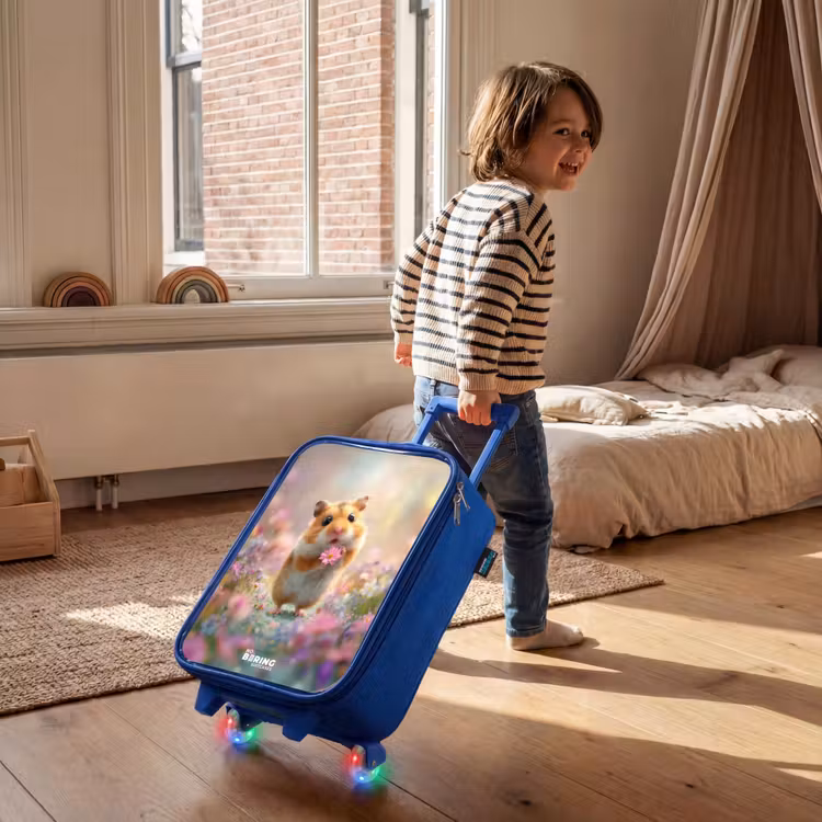 Hamster - Bloem - Natuur - Dier Kinderkoffer - Blauw klein -sfeer1