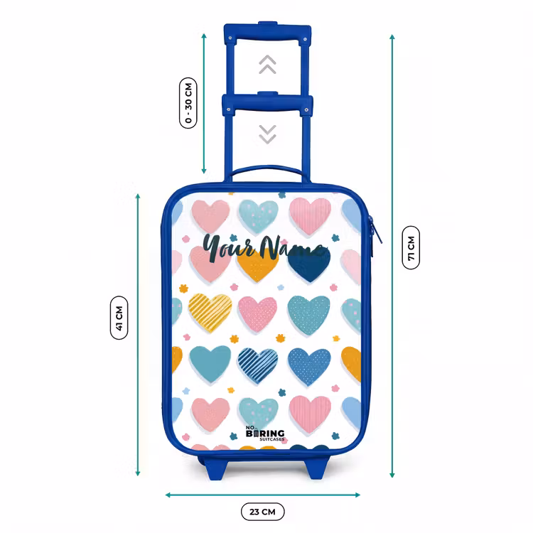 Hartenpatroon Kinderkoffer - Blauw klein -productfoto_formaten