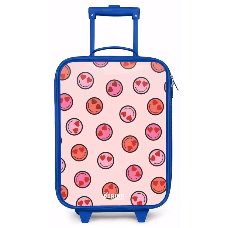 Hartje - Smiley - Patroon Kinderkoffer - Blauw klein -zz3dotto